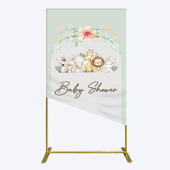 Lofaris Safari Green Leaf Floral Baby Shower Rectangle Backdrop