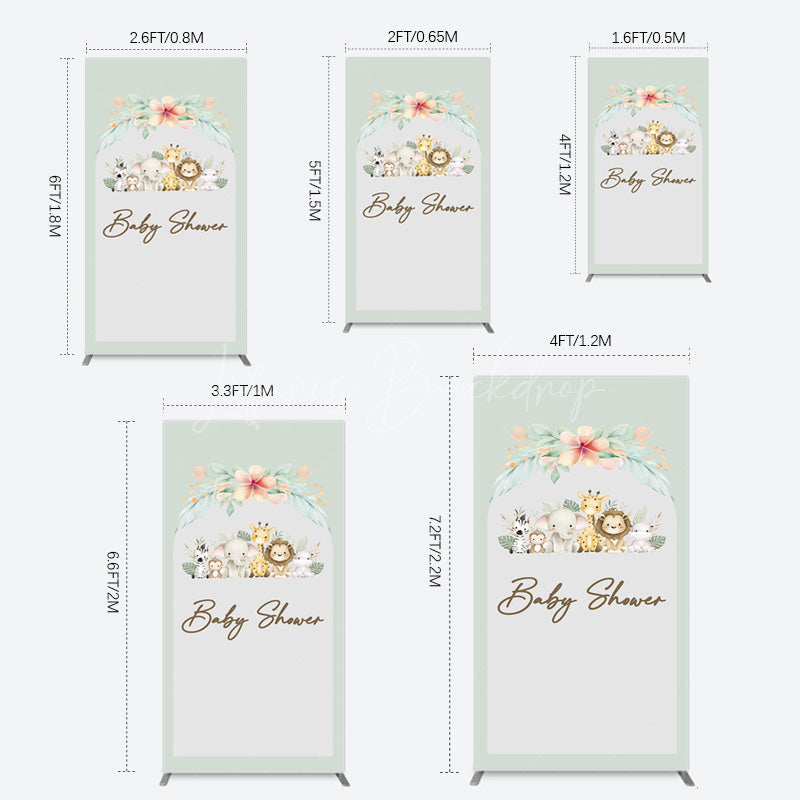Lofaris Safari Green Leaf Floral Baby Shower Rectangle Backdrop