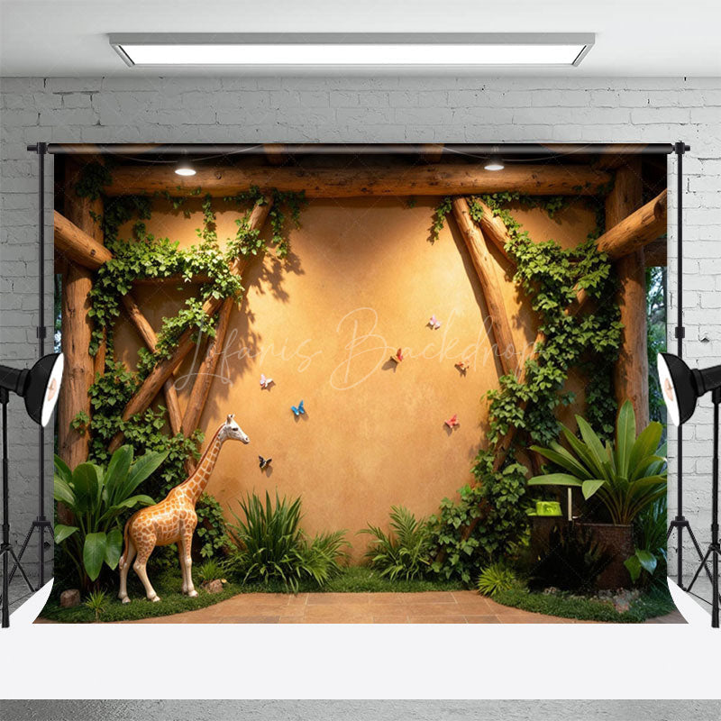 Lofaris Safari Jungle Butterfly Giraffe Cake Smash Backdrop