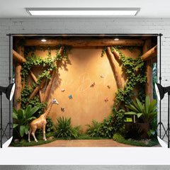 Lofaris Safari Jungle Butterfly Giraffe Cake Smash Backdrop