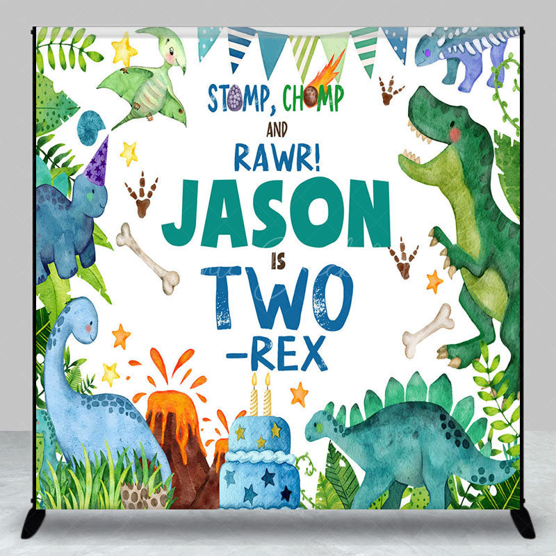 Lofaris Safari Jungle Dinosaur Custom Name Birthday Backdrop