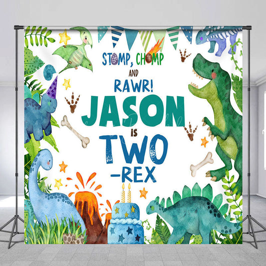 Lofaris Safari Jungle Dinosaur Custom Name Birthday Backdrop