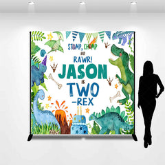 Lofaris Safari Jungle Dinosaur Custom Name Birthday Backdrop