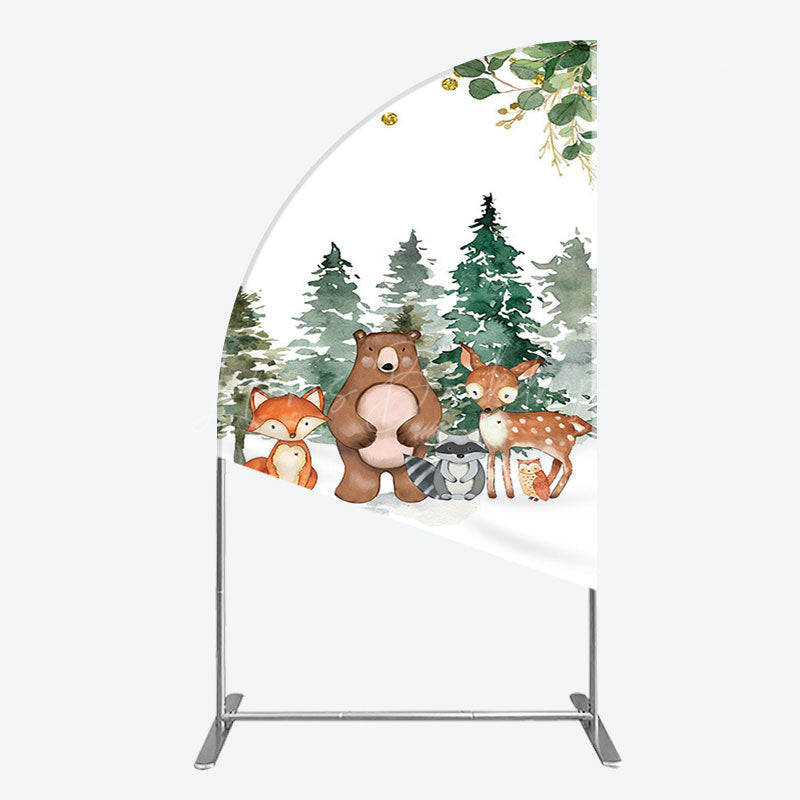 Lofaris Safari Jungle Mountain Baby Shower Half Moon Arch Backdrop