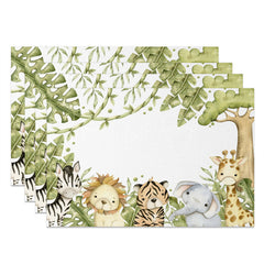 Lofaris Safari Jungle Plant Animals Dining Set of 4 Placemats