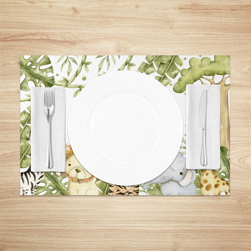 Lofaris Safari Jungle Plant Animals Dining Set of 4 Placemats