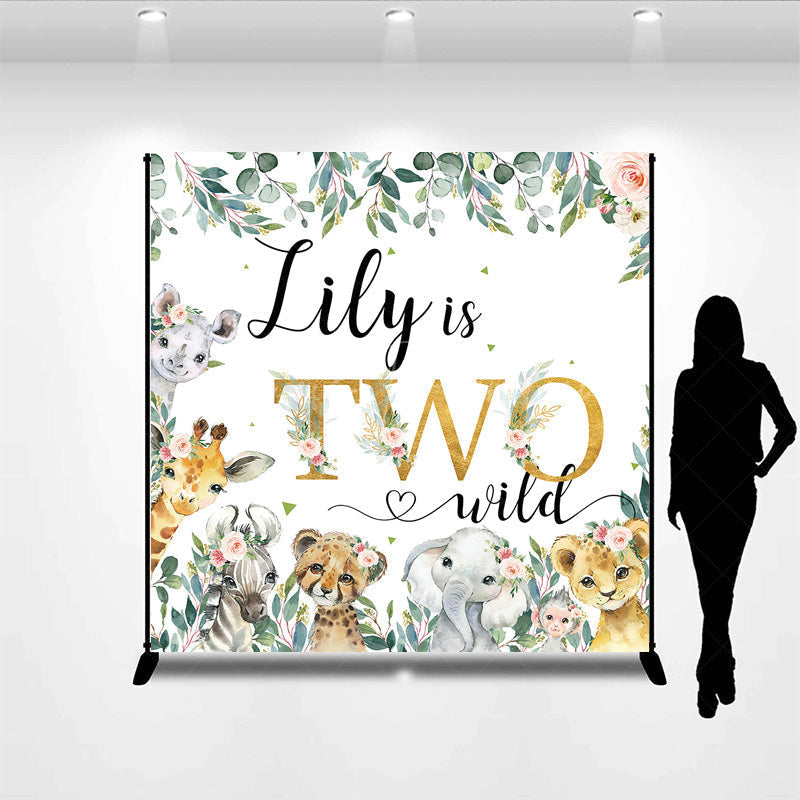 Lofaris Safari Jungle Plant Custom Name Two Wild Backdrop