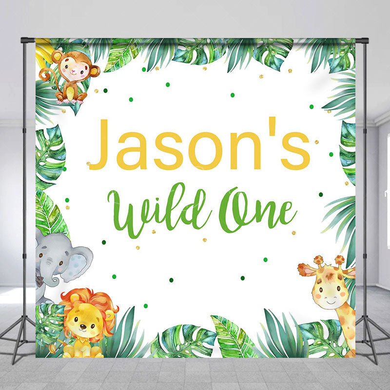 Lofaris Safari Monstera Animals Custom Wild One Backdrop