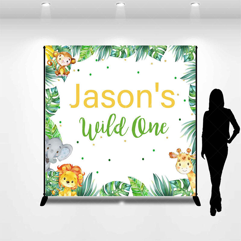 Lofaris Safari Monstera Animals Custom Wild One Backdrop
