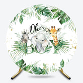 Lofaris Safari Oh Boy Monstera Round Baby Shower Backdrop