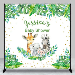 Lofaris Safari Plant Monstera Custom Name Baby Shower Backdrop