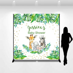 Lofaris Safari Plant Monstera Custom Name Baby Shower Backdrop