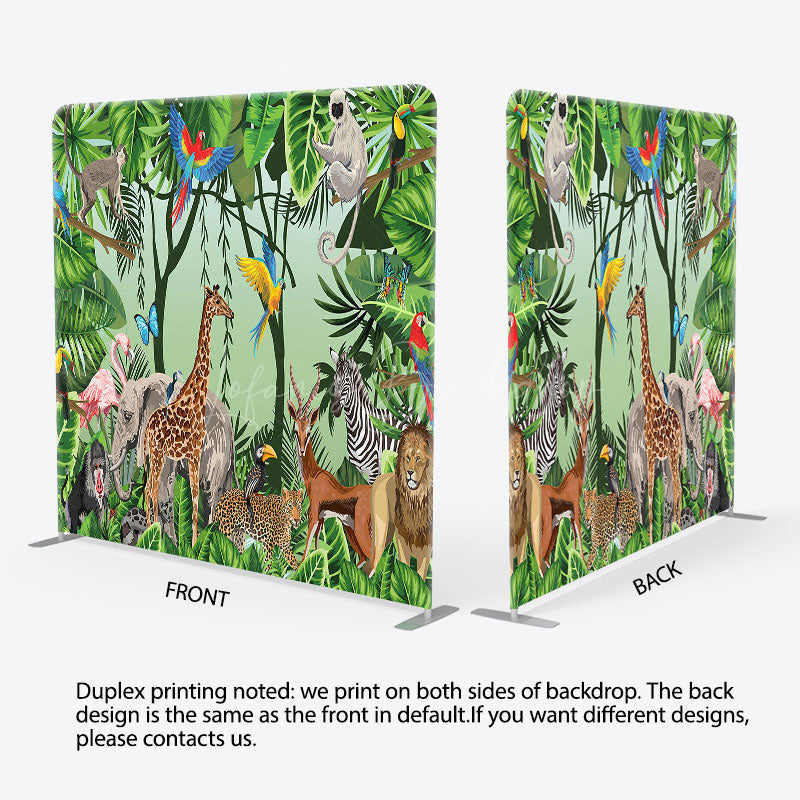 Lofaris Safari Wild Animals Birthday Pillow Case Backdrop