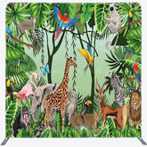 Lofaris Safari Wild Animals Birthday Pillow Case Backdrop