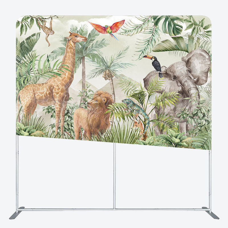 Lofaris Safari Wild Animals Jungle Square Tension Backdrop