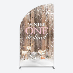 Lofaris Safari Wooden Snowy Winter Onederland Arch Backdrop
