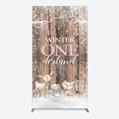 Lofaris Safari Wooden Snowy Winter Onederland Arch Backdrop