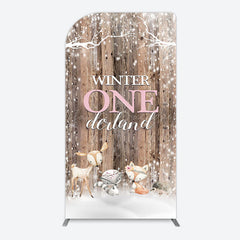 Lofaris Safari Wooden Snowy Winter Onederland Arch Backdrop
