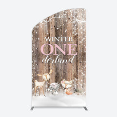 Lofaris Safari Wooden Snowy Winter Onederland Arch Backdrop