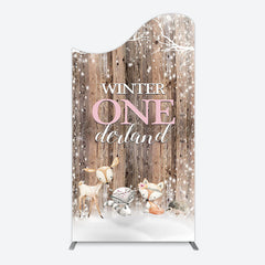 Lofaris Safari Wooden Snowy Winter Onederland Arch Backdrop