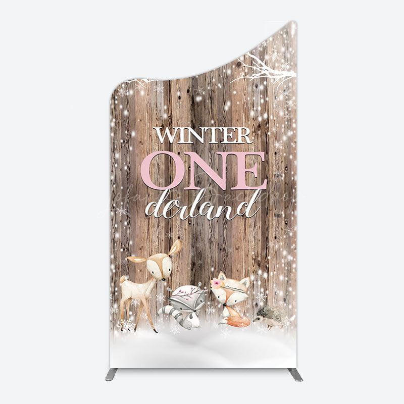 Lofaris Safari Wooden Snowy Winter Onederland Arch Backdrop