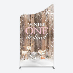 Lofaris Safari Wooden Snowy Winter Onederland Arch Backdrop