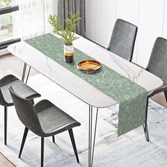 Lofaris Sage Green Botanical Table Runner with White Leaf Print Modern Farmhouse Style for Kitchen Dining Decor