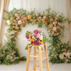 Lofaris Sage Green Bow Tie Floral Spring Photography Backdrop