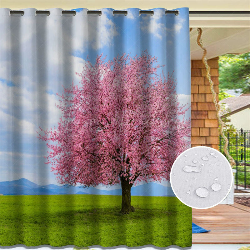 Lofaris Sakura Tree Waterproof Spring Outdoor Curtains For Patio