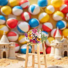 Lofaris Sand Castle Beach Volleyball Wall Cake Smash Backdrop
