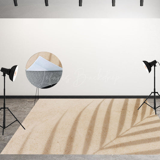 Lofaris Sand Colored Palm Leaf Shadow Fabric Floor Backdrop