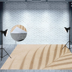 Lofaris Sand Colored Palm Leaf Shadow Fabric Floor Backdrop
