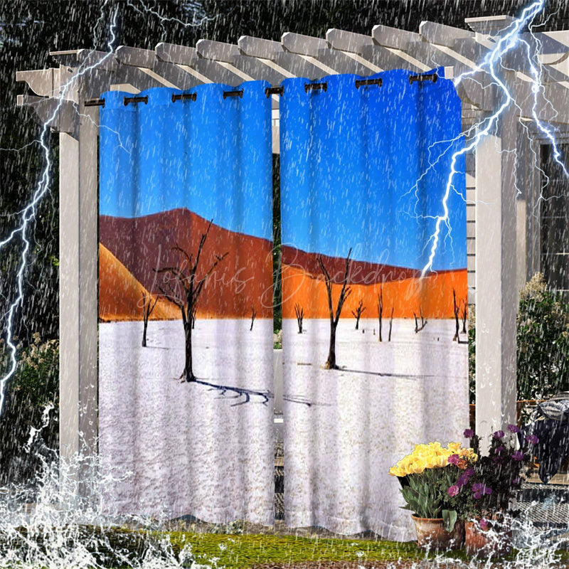 Lofaris Sand Dune Desert Landscape Waterproof Printed Outdoor Curtains