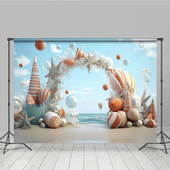 Lofaris Sandy Beach Arch Coastal Cake Smash Photo Backdrop