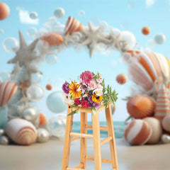 Lofaris Sandy Beach Arch Coastal Cake Smash Photo Backdrop