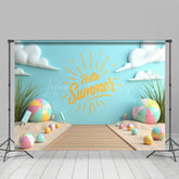 Lofaris Sandy Beach Hello Summer Cake Smash Photo Backdrop