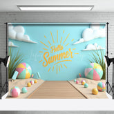 Lofaris Sandy Beach Hello Summer Cake Smash Photo Backdrop