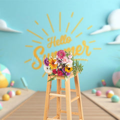Lofaris Sandy Beach Hello Summer Cake Smash Photo Backdrop