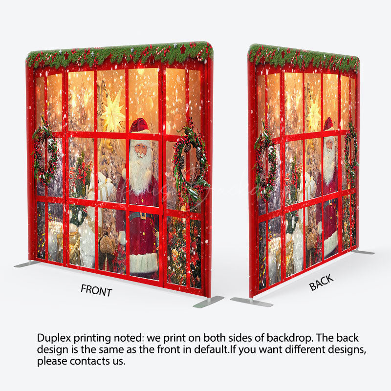 Lofaris Santa Beside The Window Christmas Square Backdrop