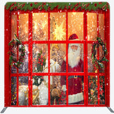 Lofaris Santa Beside The Window Christmas Square Backdrop