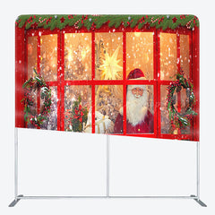 Lofaris Santa Beside The Window Christmas Square Backdrop