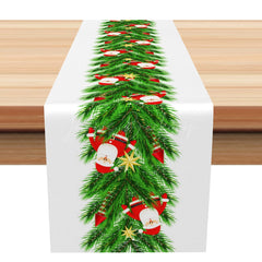 Lofaris Santa Claus Pine Tree Leaves Christmas Table Runner