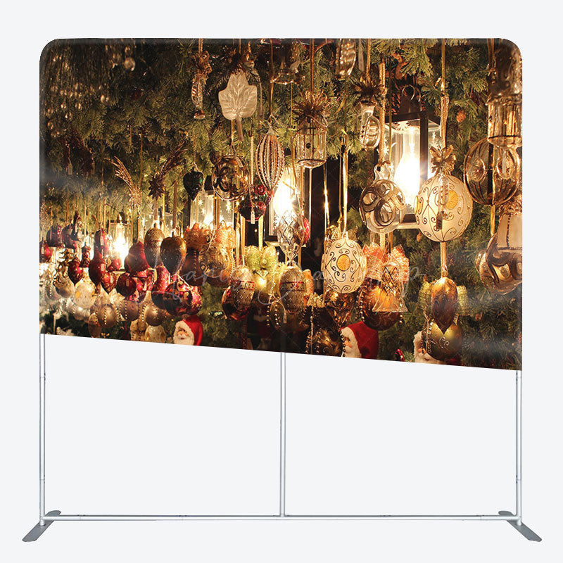 Lofaris Santa Store Lighted Christmas Pillow Cover Backdrop