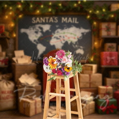 Lofaris Santa’s Mailroom Photo Booth Backdrop Letters to Santa Workshop North Pole Christmas Mini Session Background
