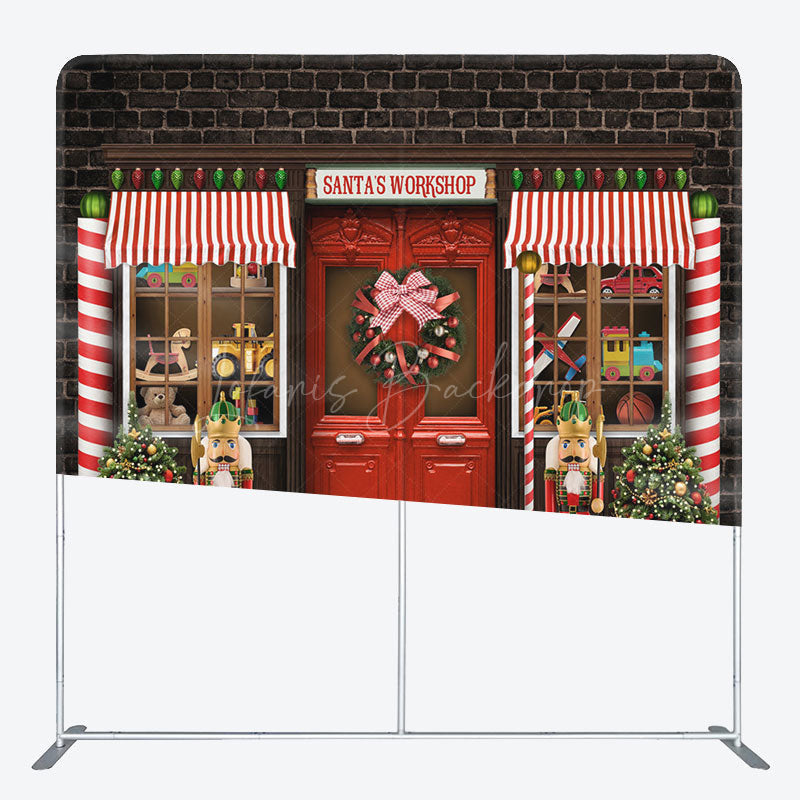 Lofaris Santas Workshop Merry Christmas Pillow Case Backdrop