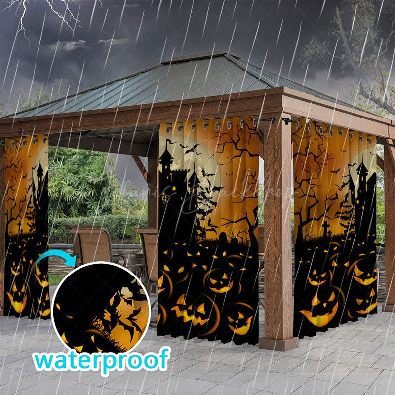 Lofaris Scary Castle Waterproof Printed Outdoor Curtains