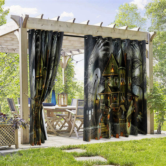 Lofaris Scary Ghosts Waterproof Printed Outdoor Curtains
