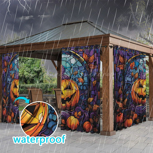 Lofaris Scary Glasshouse Waterproof Printed Outdoor Curtains