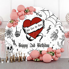 Lofaris Scary Halloween Bad Two Bone Round Birthday Backdrop