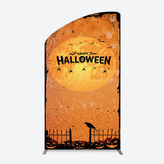 Lofaris Scary Orange Halloween Moon Night Arch Backdrop